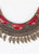HAMMERED PLATE JEWEL MIXED BIB NECKLACE SET - RED