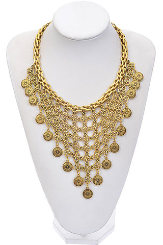 ANTIQUE CHARM CHAIN LINKED STATEMENT NECKLACE