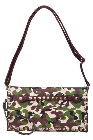 STUDDED CAMOUFLAGE CLUTCH