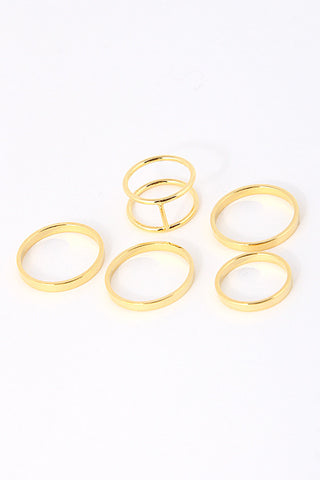 FIVE SIMPLE RING SET - GOLD